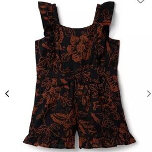 Janie & Jack Black Brown Floral Ruffle Romper SIZE 3